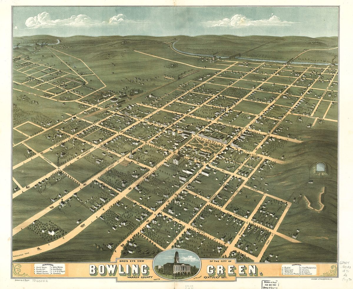 Skyline and aerial view of Bowling Green, KY - LD Movers moving service area