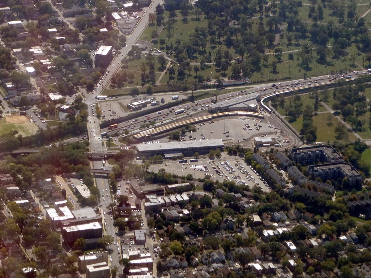Skyline and aerial view of Forest Park, IL - LD Movers moving service area