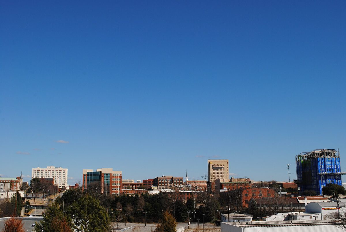 Skyline and aerial view of Spartanburg, SC - LD Movers moving service area