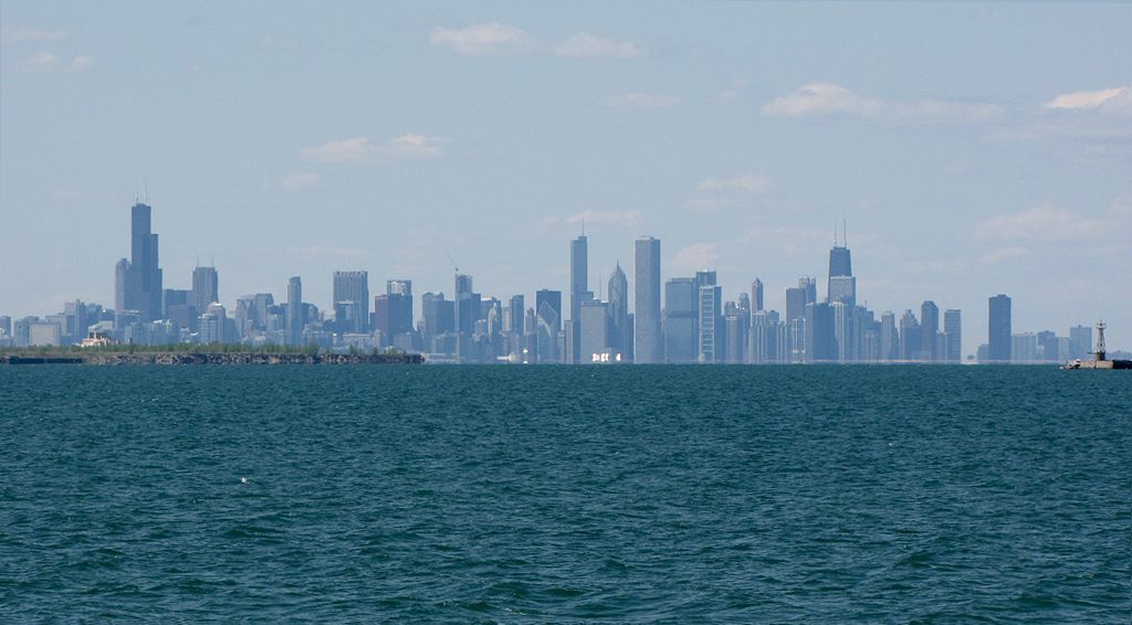 Skyline and aerial view of Whiting, IN - LD Movers moving service area