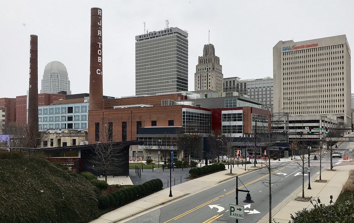 Skyline and aerial view of Winston-Salem, NC - LD Movers moving service area