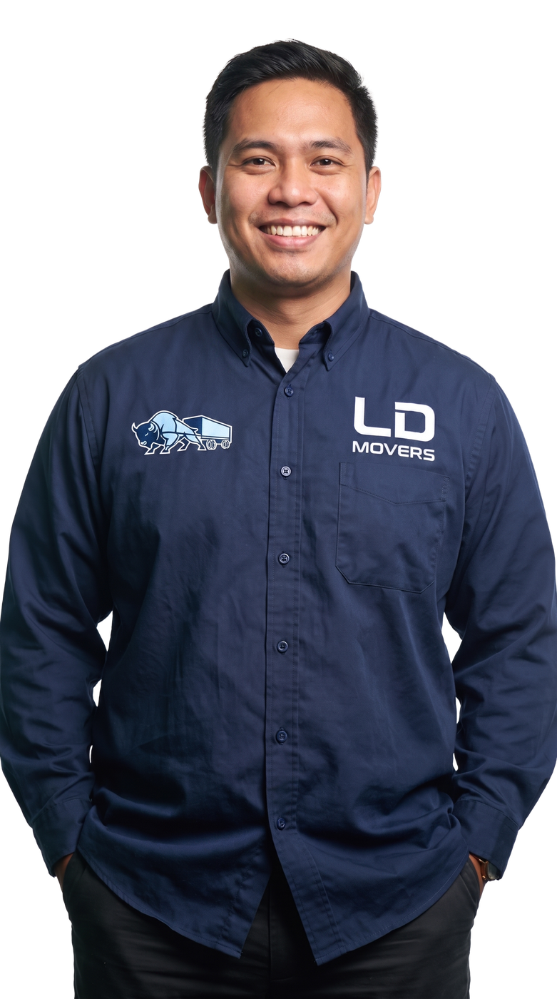 Uniformed LD Movers crew member ready for move day for a Chicago to Springfield move