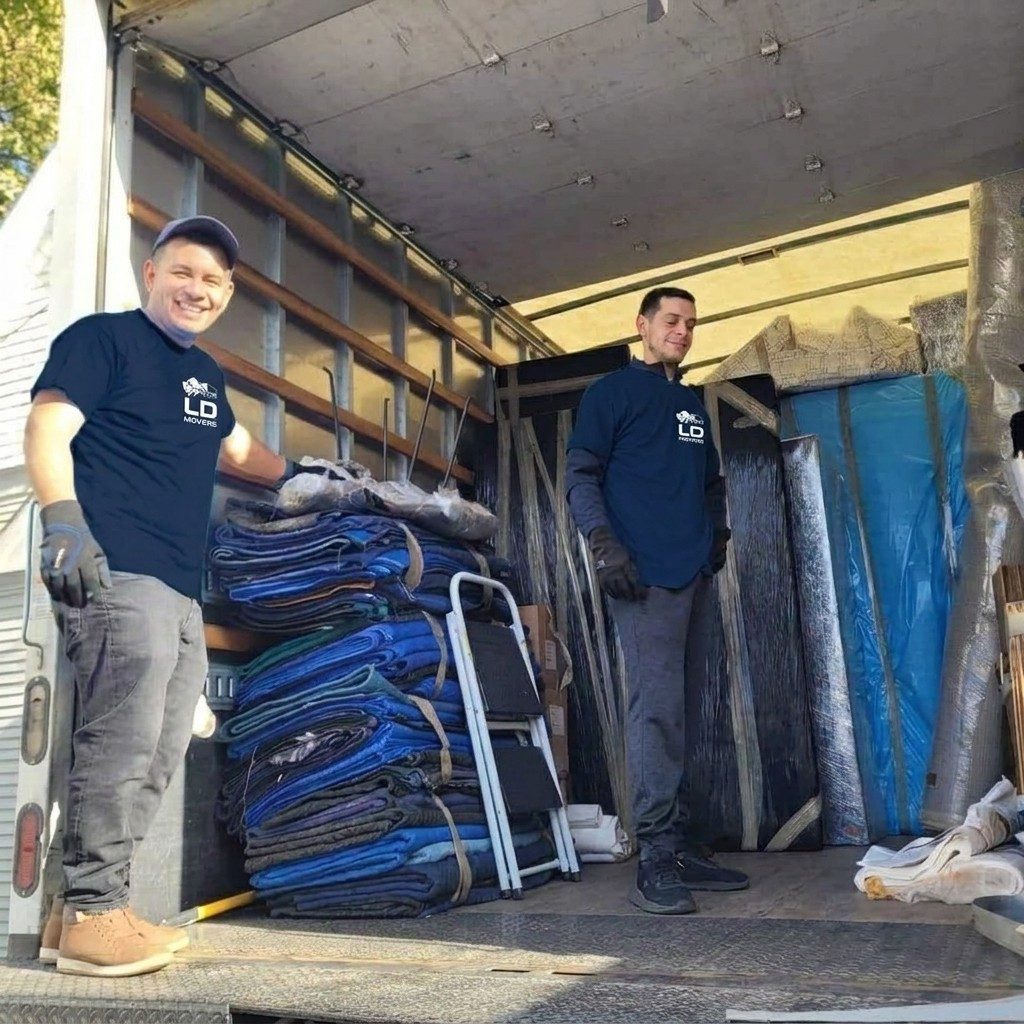 Interior of an LD Movers truck with secured load on the Chicago to Phoenix route